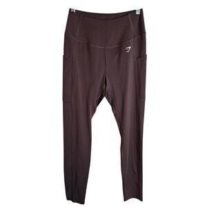 Gym Shark Women's Pocket Leggings Athletic Activewear Pants Deep Wine Medium